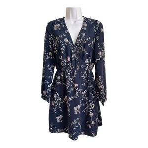 Gap Navy Floral Faux-Wrap Mini Dress